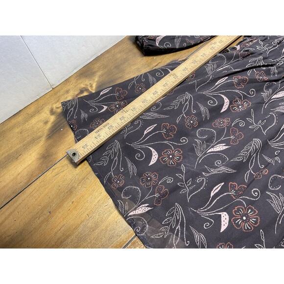DOUBLE D RANCH Floral Brown Sheer Cottage Core Size Medium Boho - Picture 6 of 10